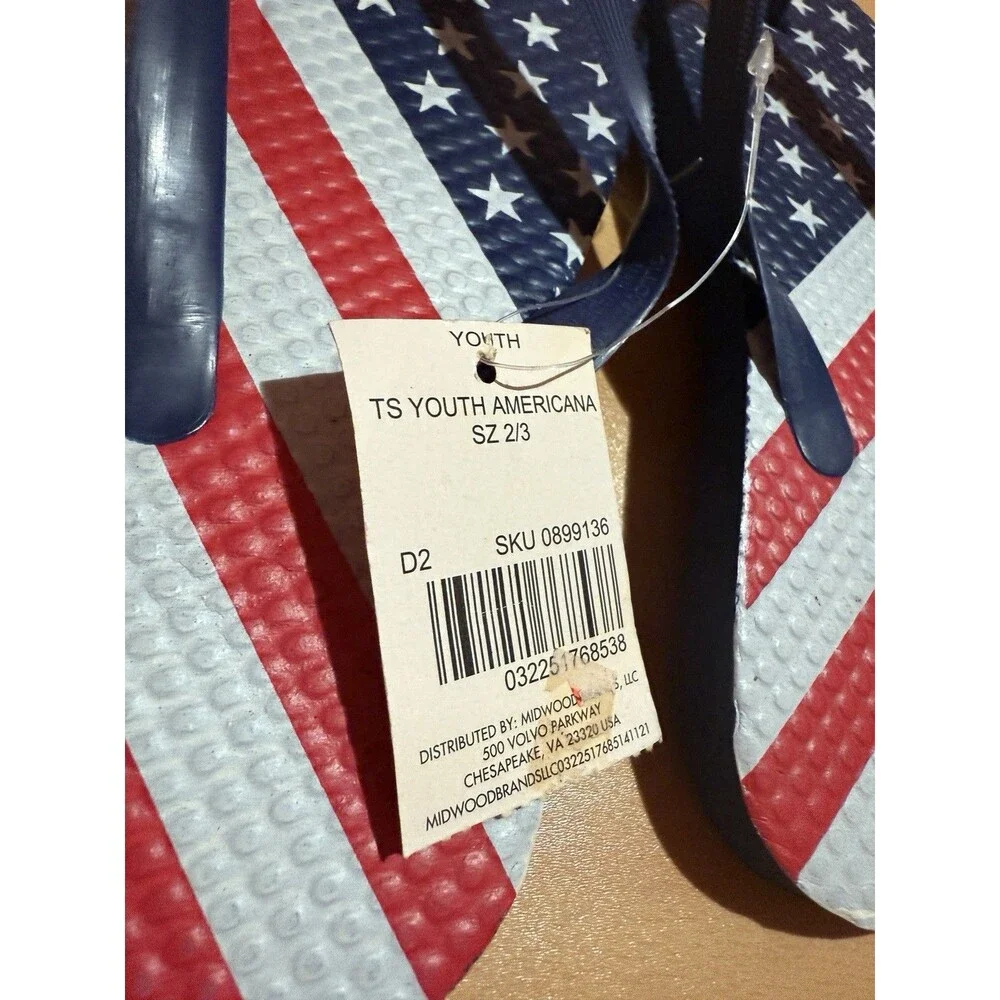 3/$15 Patriotic Kids Slippers 2/3 Red White Blue Youth New